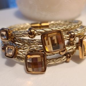 Rose gold braided rhinestone bracelet